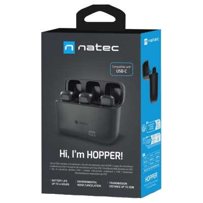 Natec | Hopper Lavier Mobile Microphone USB-C, 2 pcs | Black | Noise reduction