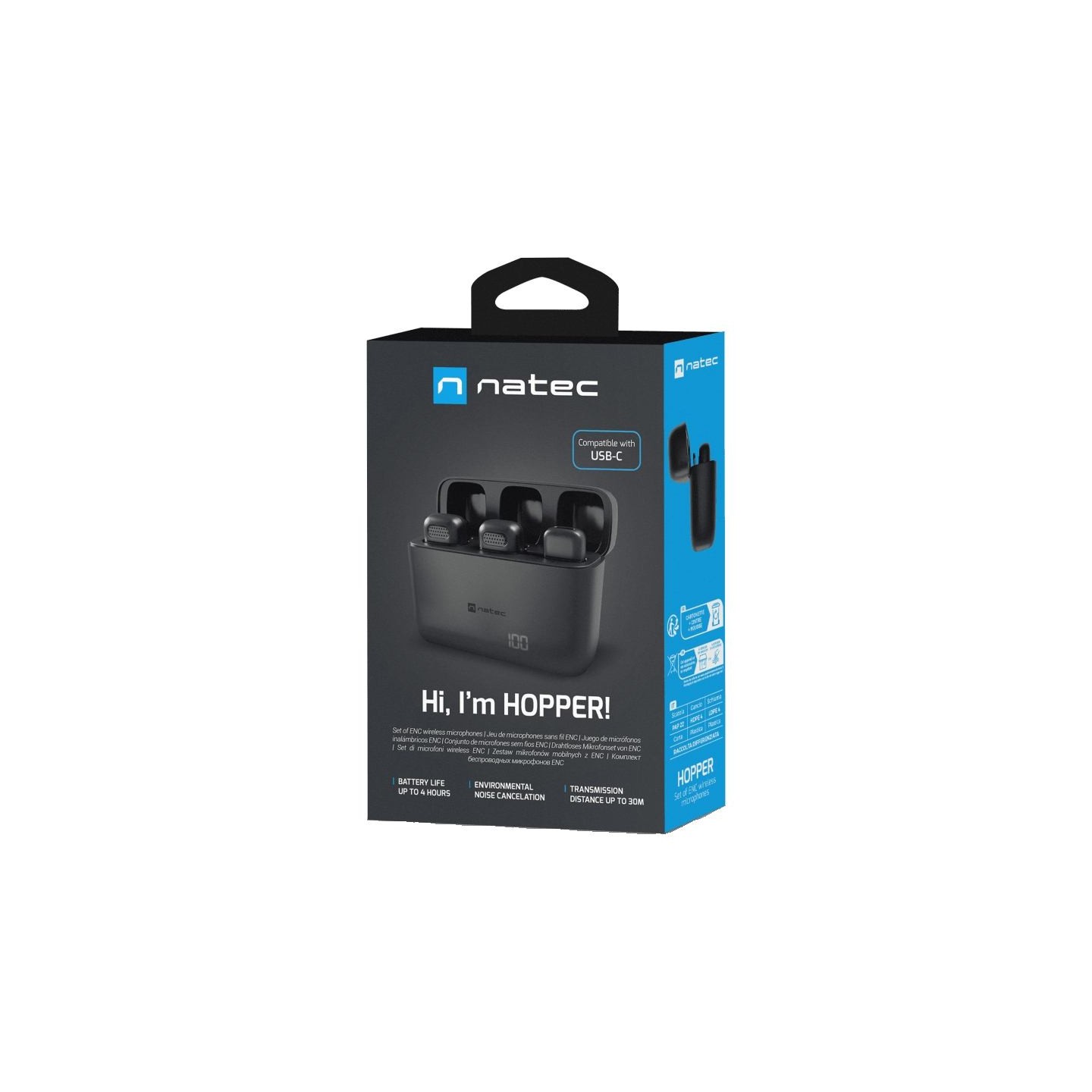 Natec | Hopper Lavier Mobile Microphone USB-C, 2 pcs | Black | Noise reduction