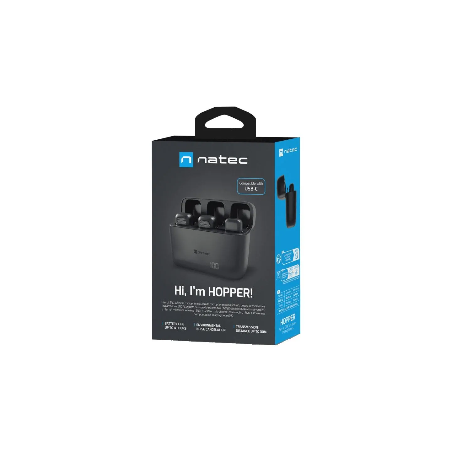 Natec | Hopper Lavier Mobile Microphone USB-C, 2 pcs | Black | Noise reduction