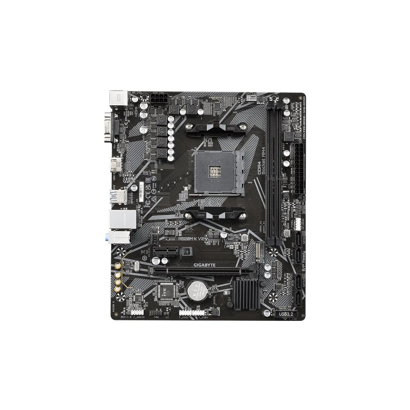 Gigabyte | A520M K V2 1.0 M/B | Processor family AMD | Processor socket AM4 | DDR4 DIMM | Memory slots 2 | Supported hard disk d