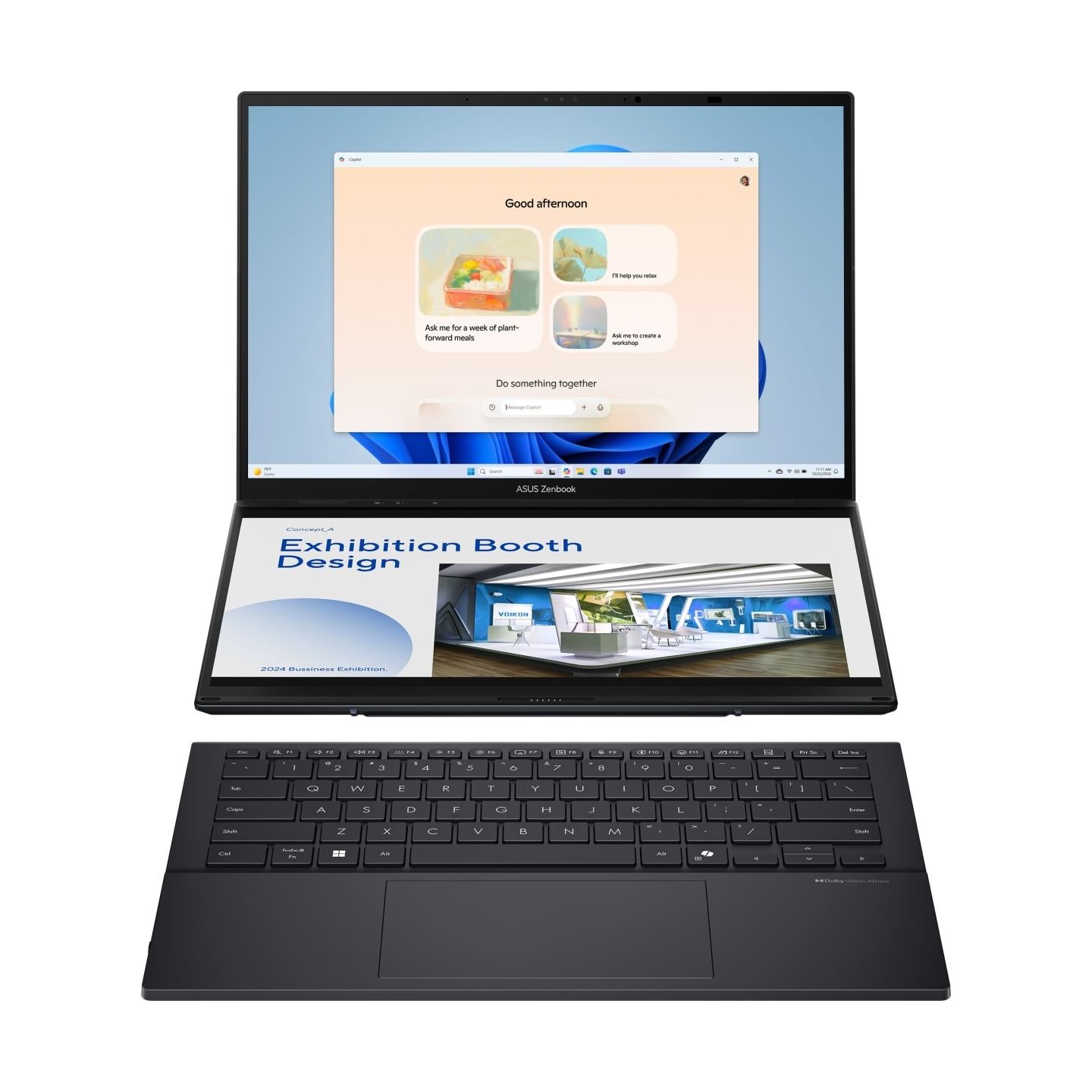 Asus | Zenbook Duo UX8406CA-PZ009W | Basalt Gray | 14 " | OLED | Touchscreen | 3K | 2880 x 1800 pixels | Glossy | Intel Core Ult