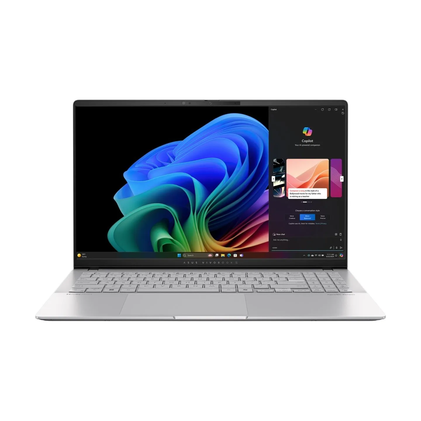 Asus Vivobook S S5507QA-MA112W | Cool Silver | 15.6 " | OLED | 3K | 120 Hz | 2880 x 1620 pixels | Glossy | Snapdragon X Elite | 