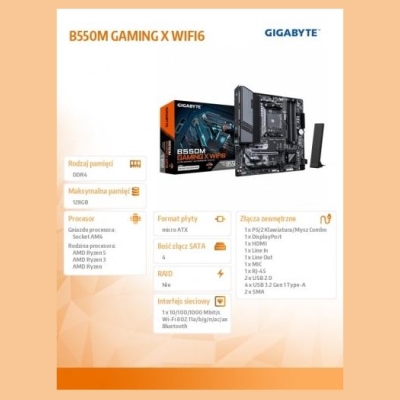 Gigabyte B550M GAMING X WIFI6 AM4 MB