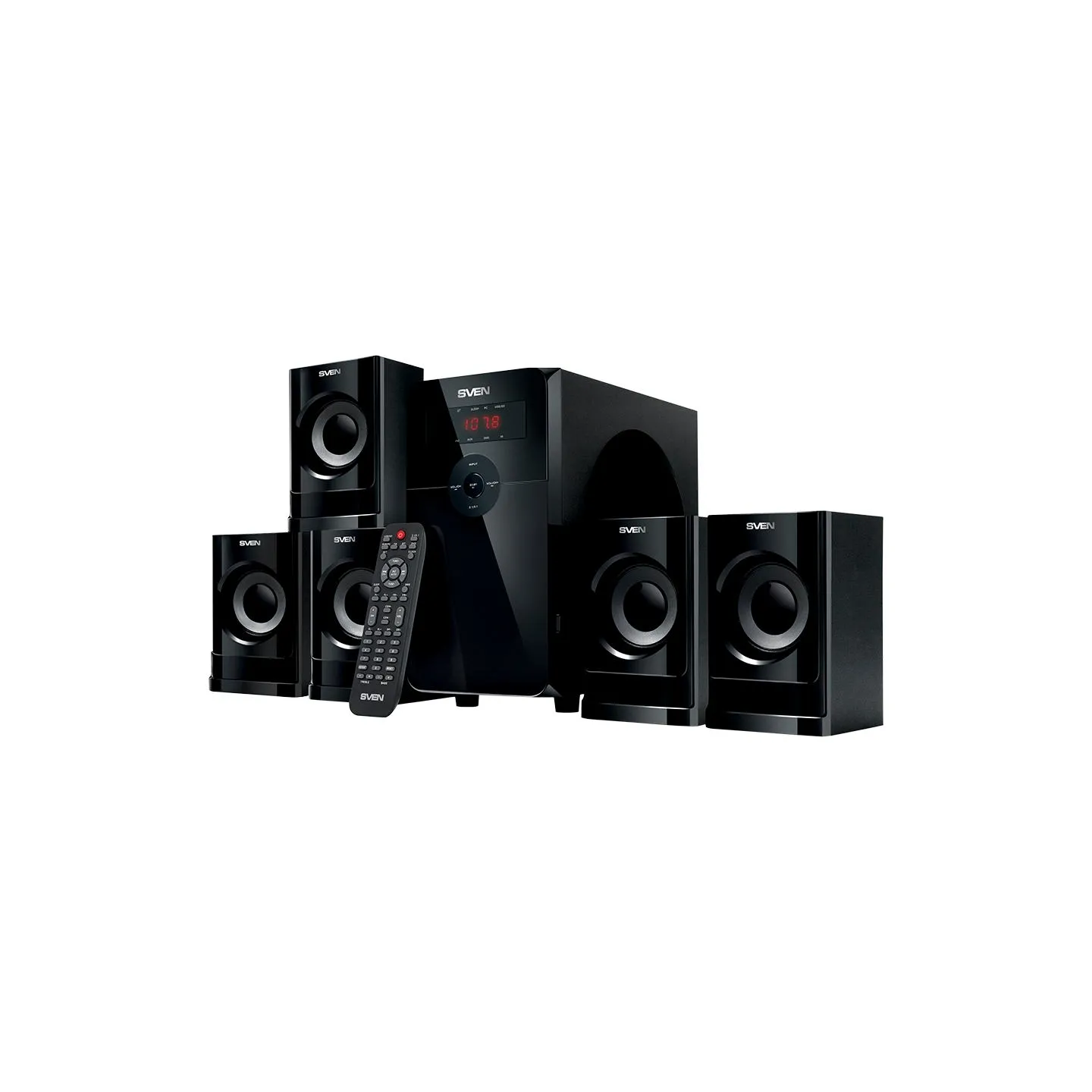 Sven Speakers SVEN HT-201, black (80W, Bluetooth, FM, USB/SD, Display, RC unit)