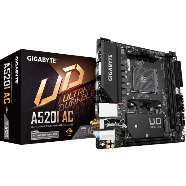 Gigabyte | A520I AC | Processor family AMD | Processor socket AM4 | DDR4 DIMM | Memory slots 2 | Number of SATA connectors 4 | C