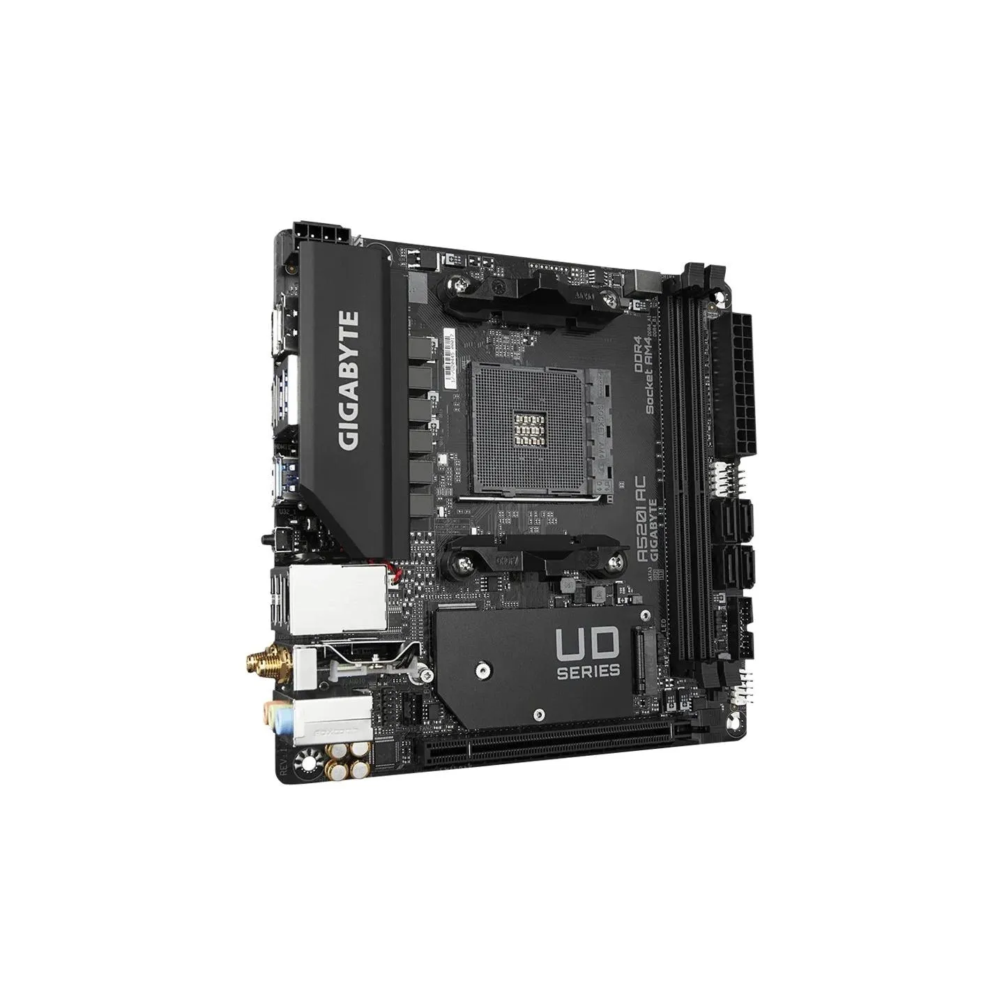 Gigabyte | A520I AC | Processor family AMD | Processor socket AM4 | DDR4 DIMM | Memory slots 2 | Number of SATA connectors 4 | C