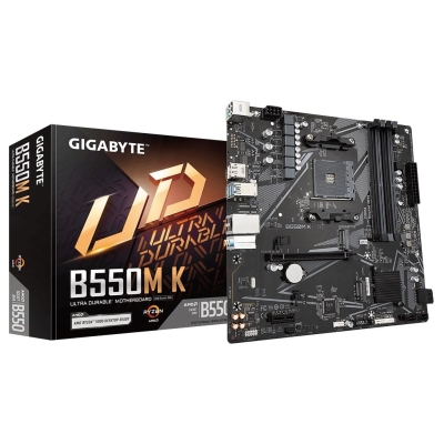 Gigabyte | B550M K 1.0 M/B | Processor family AMD | Processor socket AM4 | DDR4 DIMM | Memory slots 4 | Supported hard disk driv