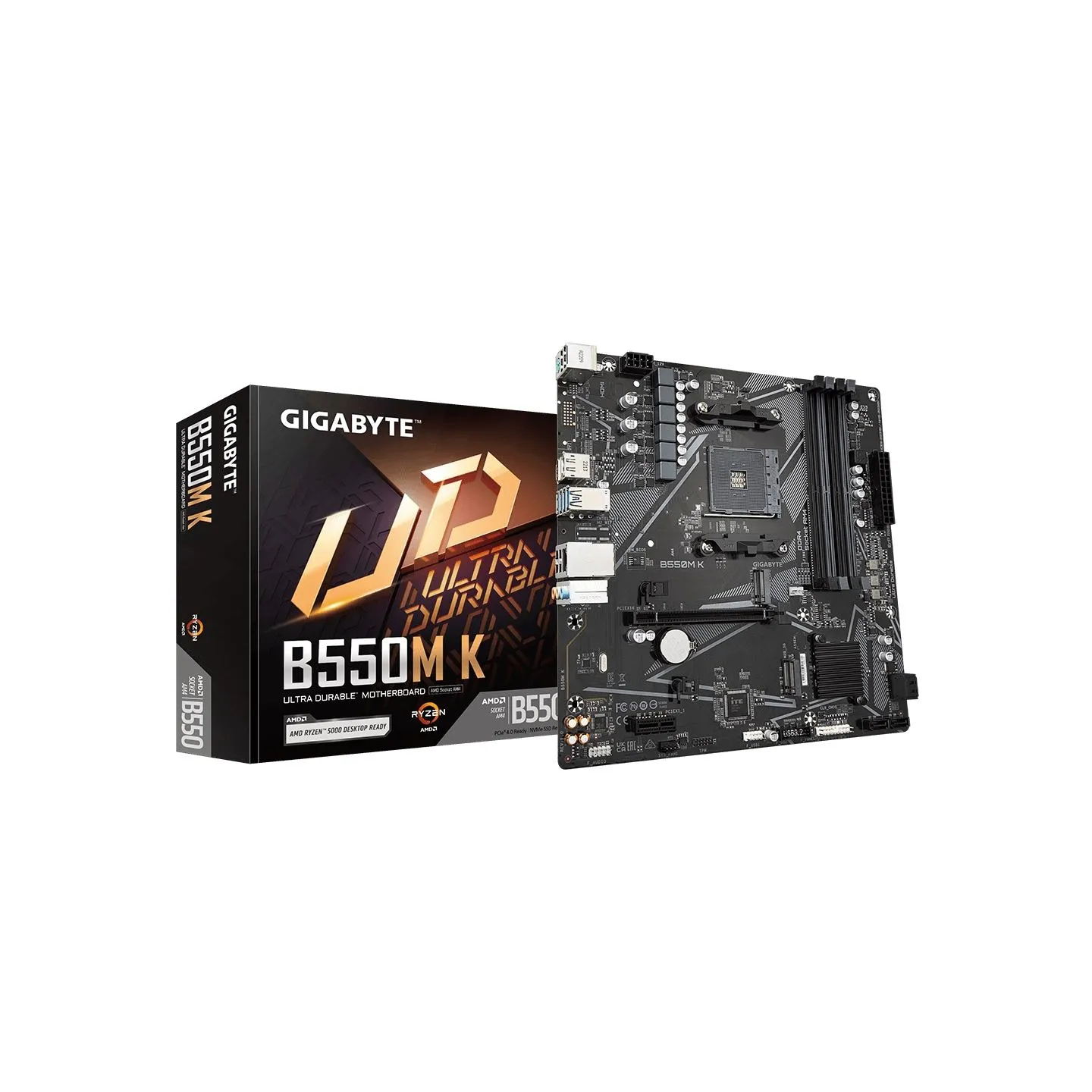Gigabyte | B550M K 1.0 M/B | Processor family AMD | Processor socket AM4 | DDR4 DIMM | Memory slots 4 | Supported hard disk driv