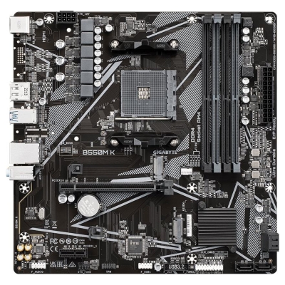 Gigabyte | B550M K 1.0 M/B | Processor family AMD | Processor socket AM4 | DDR4 DIMM | Memory slots 4 | Supported hard disk driv