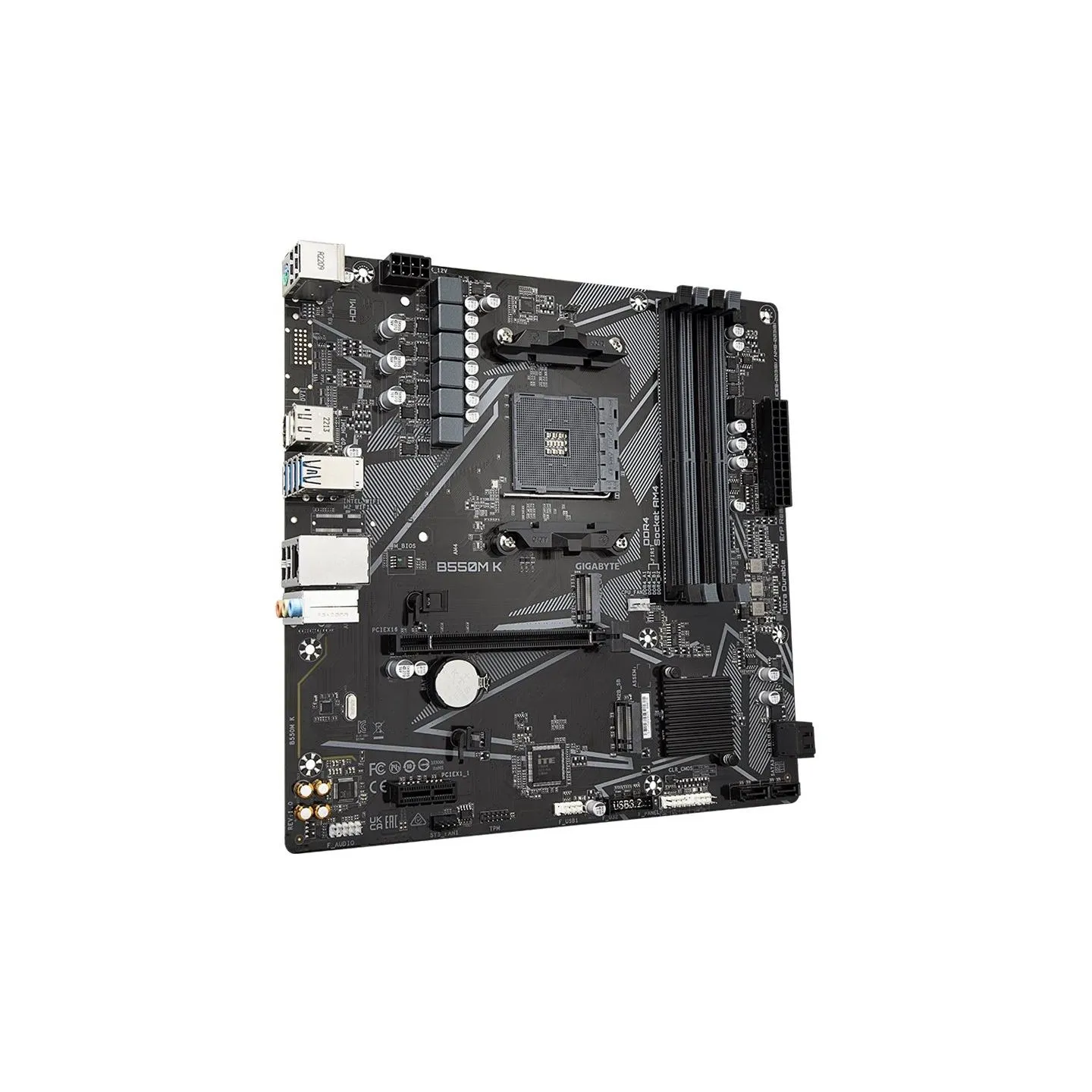 Gigabyte | B550M K 1.0 M/B | Processor family AMD | Processor socket AM4 | DDR4 DIMM | Memory slots 4 | Supported hard disk driv