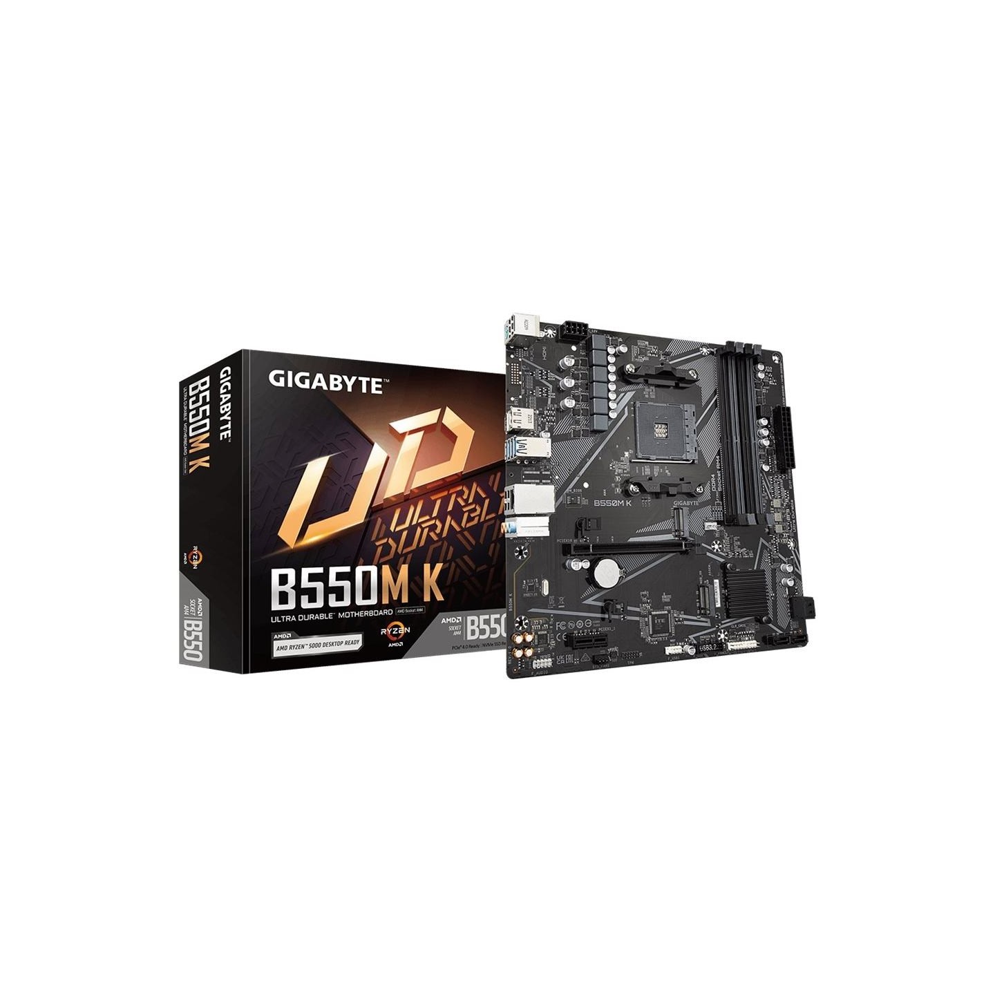 Gigabyte | B550M K 1.0 M/B | Processor family AMD | Processor socket AM4 | DDR4 DIMM | Memory slots 4 | Supported hard disk driv