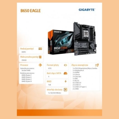 Gigabyte Motherboard B650 EAGLE AM5 4DDR5 HDMI/DP ATX