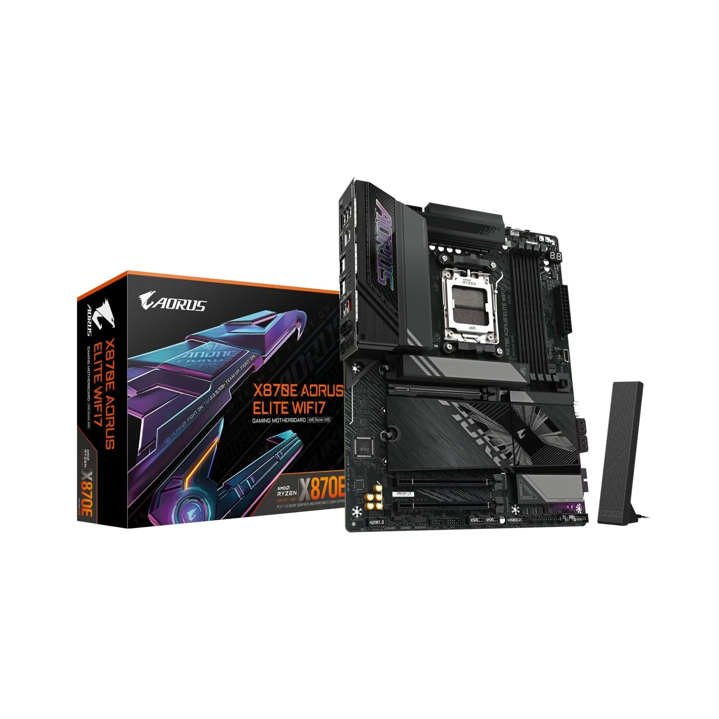 Gigabyte X870E A ELITE WIFI7 | Processor family AMD | Processor socket AM5 | DDR5 | Supported hard disk drive interfaces SATA, M