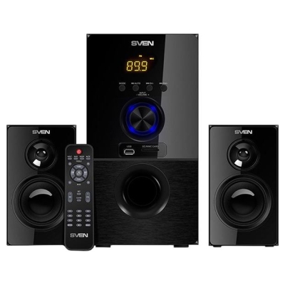 Sven MS-2050 30W+2x12.5W; LED display; Volume front control; USB/SD-card support; Wall mountable satellites; MUTE, SLEEP and ST-