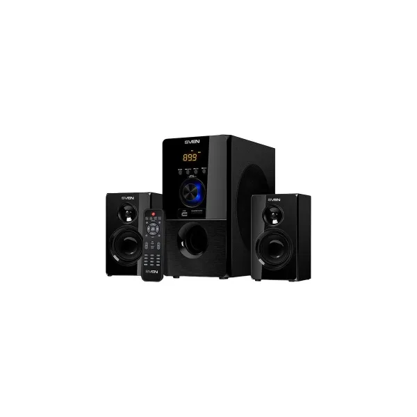 Sven MS-2050 30W+2x12.5W; LED display; Volume front control; USB/SD-card support; Wall mountable satellites; MUTE, SLEEP and ST-