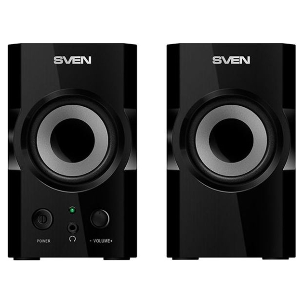 Sven SPS-606 2x3W, Headphone front jack, Front power button and the volume control