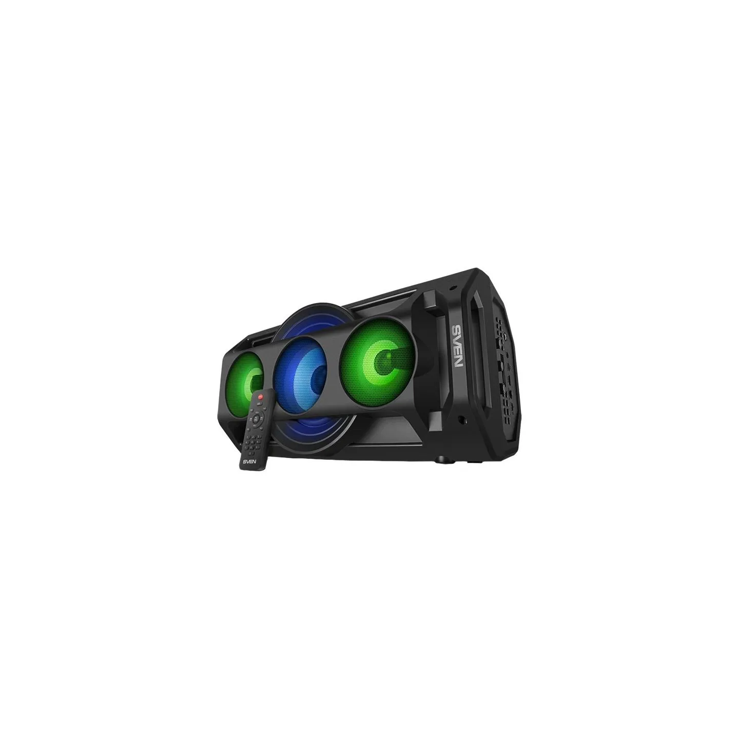 Sven PS-680 2x32.5W; LED display; TWS; FM radio; AUX; USB/SD-card support;Lighting; Microphone input (karaoke); Remote Control; 