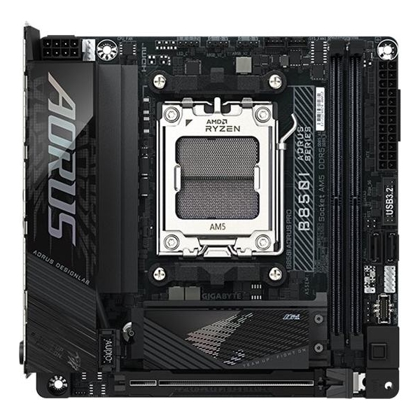 Gigabyte B850I AORUS PRO | Processor family AMD | Processor socket AM5 | DDR5 | Supported hard disk drive interfaces SATA, M.2 |