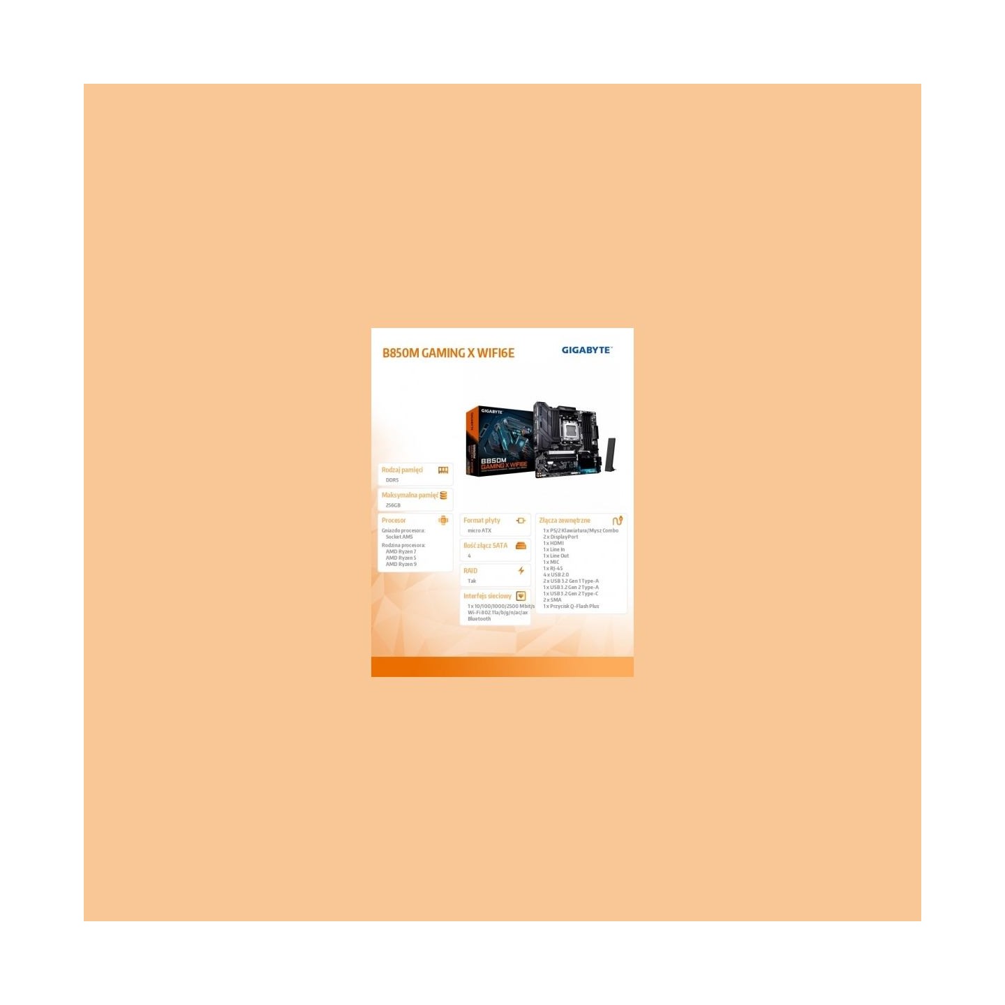 Gigabyte B850M GAMING X WF6E AM5 MB