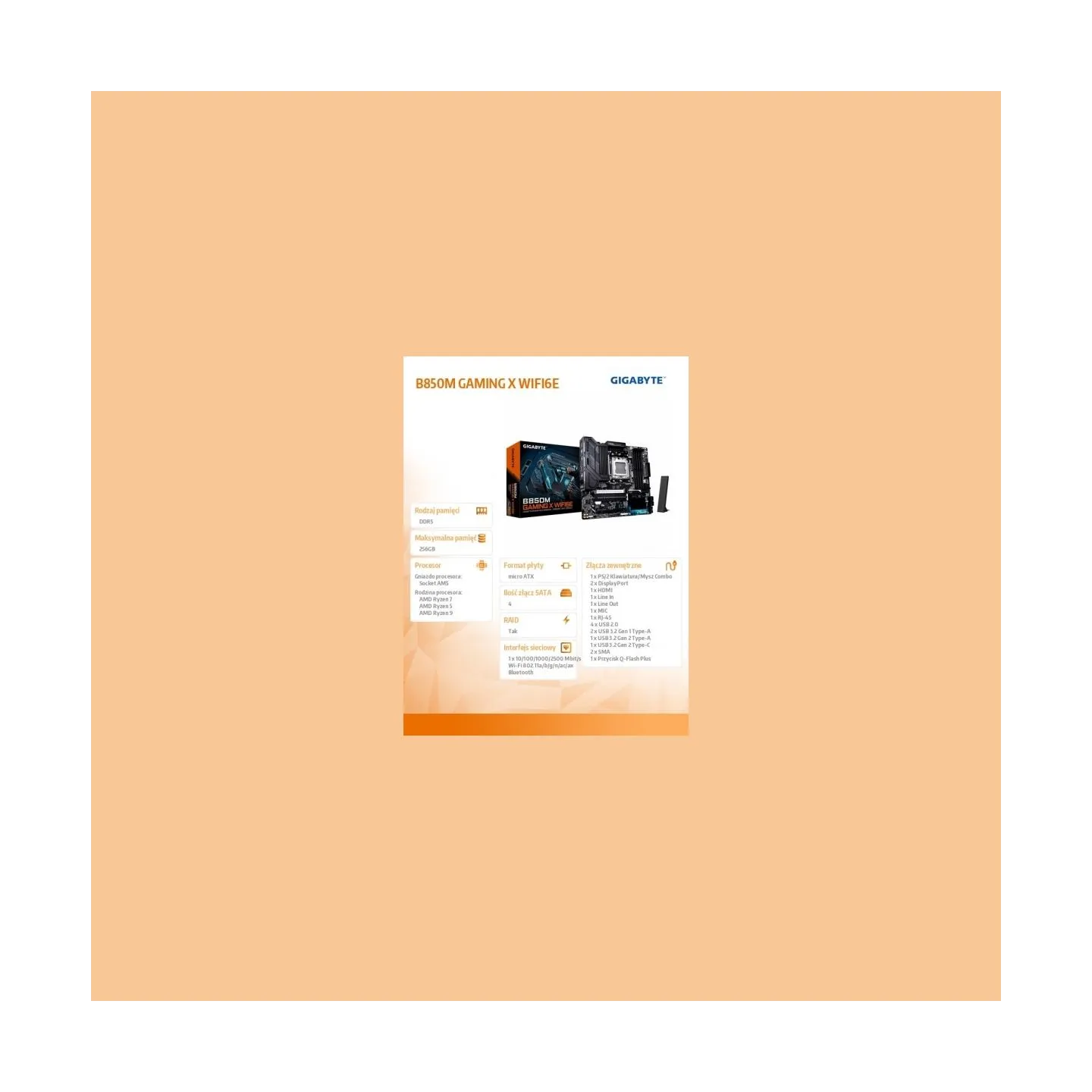 Gigabyte B850M GAMING X WF6E AM5 MB