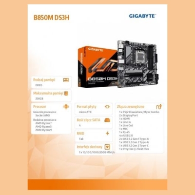 Gigabyte Motherboard B850M DS3H