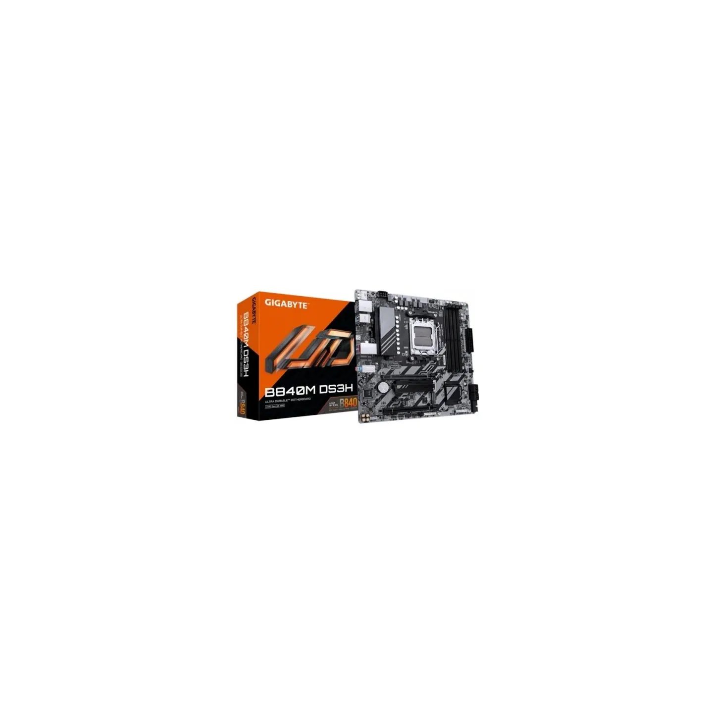 Gigabyte B840M DS3H | Processor family AMD | Processor socket AM5 | DDR5 | Supported hard disk drive interfaces SATA, M.2 | Numb