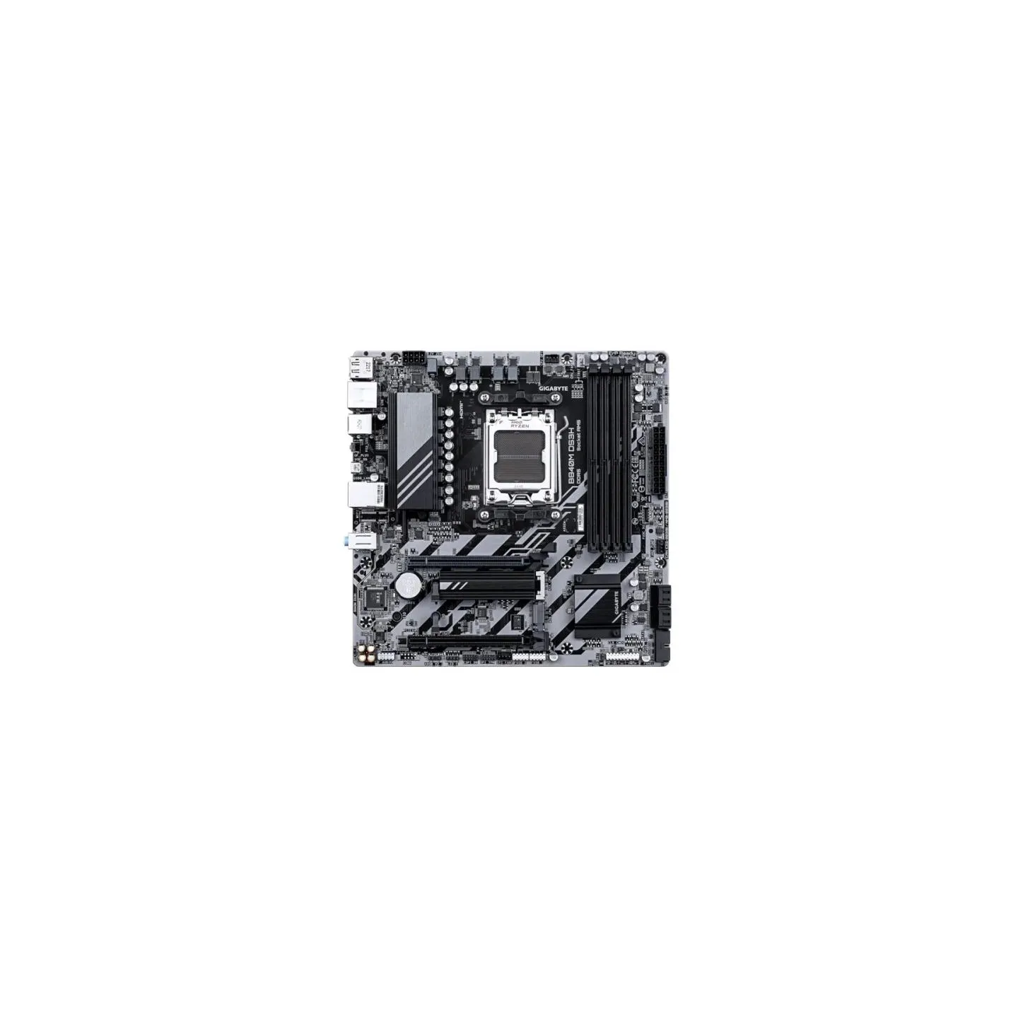Gigabyte B840M DS3H | Processor family AMD | Processor socket AM5 | DDR5 | Supported hard disk drive interfaces SATA, M.2 | Numb