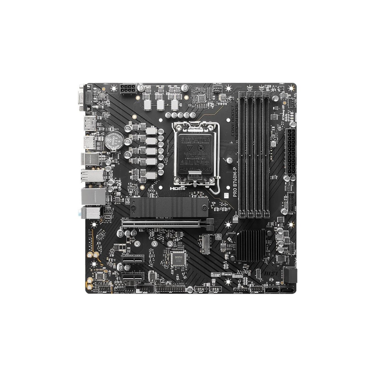 MSI | PRO B760M-P | Processor family Intel | Processor socket  LGA1700 | DDR5 DIMM | Memory slots 4 | Supported hard disk drive 