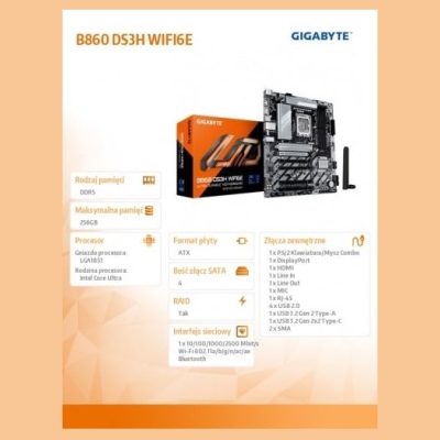 Gigabyte B860 DS3H WIFI6E LGA1851 MB
