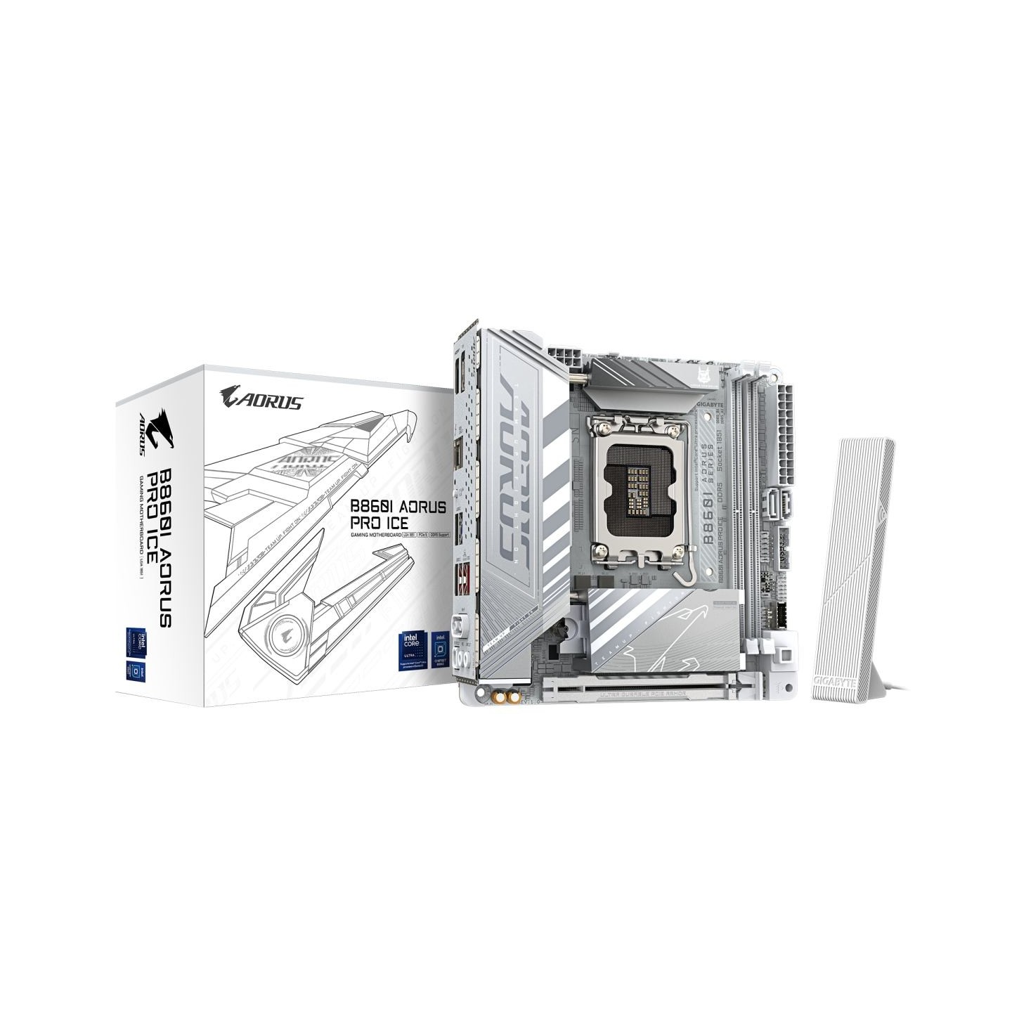 Gigabyte B860I AORUS PRO ICE | Processor family Intel | Processor socket LGA1851 | DDR5 | Supported hard disk drive interfaces S