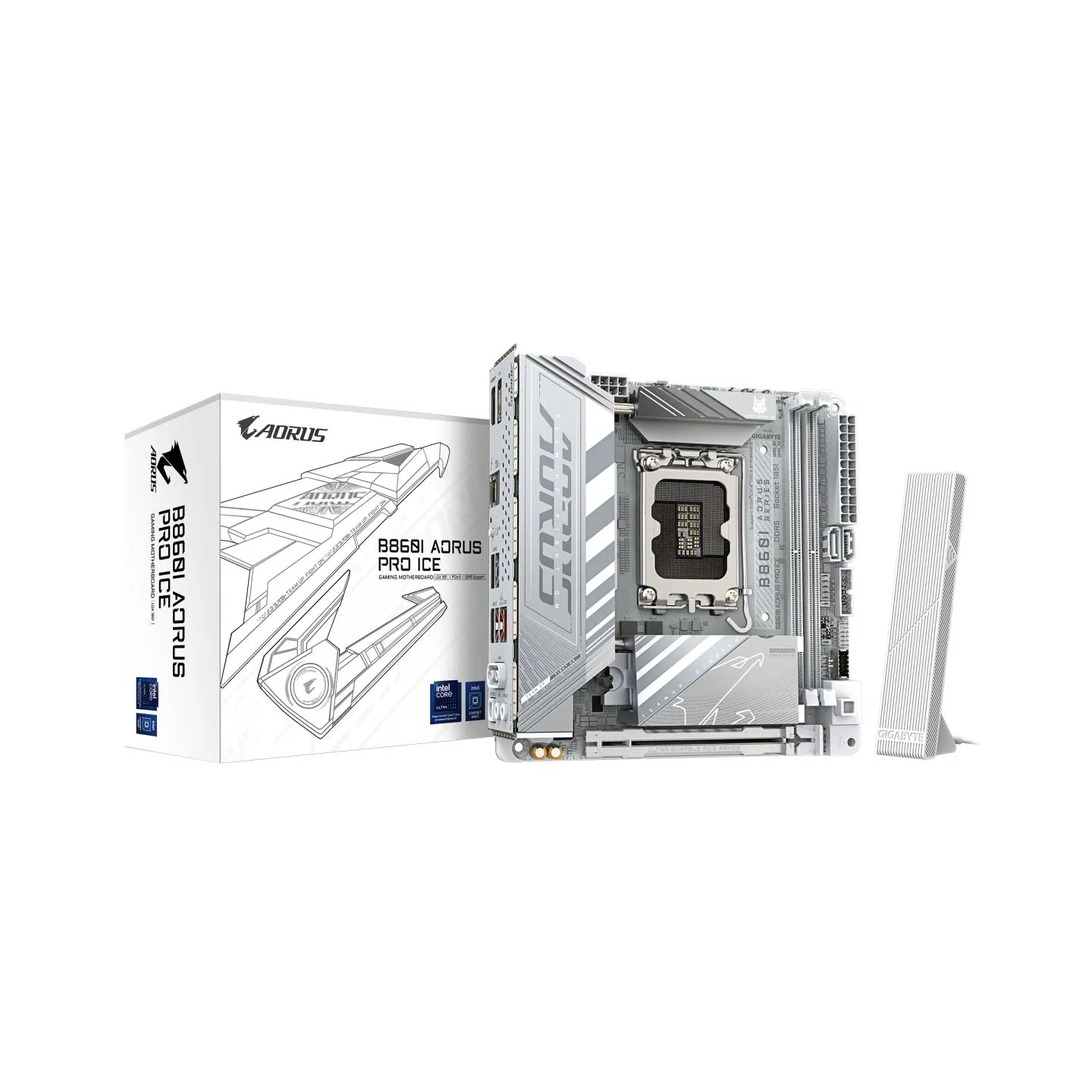 Gigabyte B860I AORUS PRO ICE | Processor family Intel | Processor socket LGA1851 | DDR5 | Supported hard disk drive interfaces S