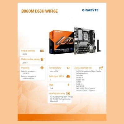 Gigabyte B860M DS3H WIFI6E LGA1851 MB