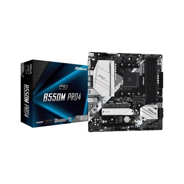Asrock Motherboard B550M Pro4 AM4 4DDR4 HDMI/DP/D-SUB M.2 mATX