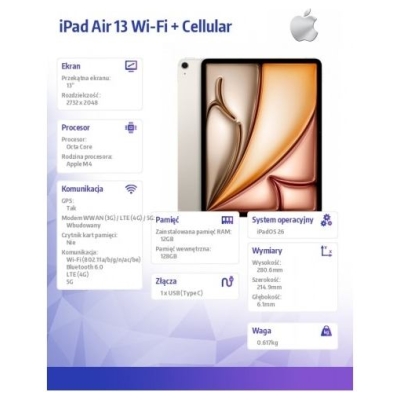 Apple iPad Air 13 inches WiFi + Cellular 128GB Starlight