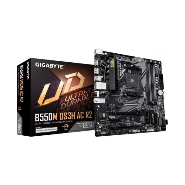 Gigabyte B550M DS3H AC R2 | Processor family AMD | Processor socket AM4 | DDR4 DIMM | Supported hard disk drive interfaces SATA,