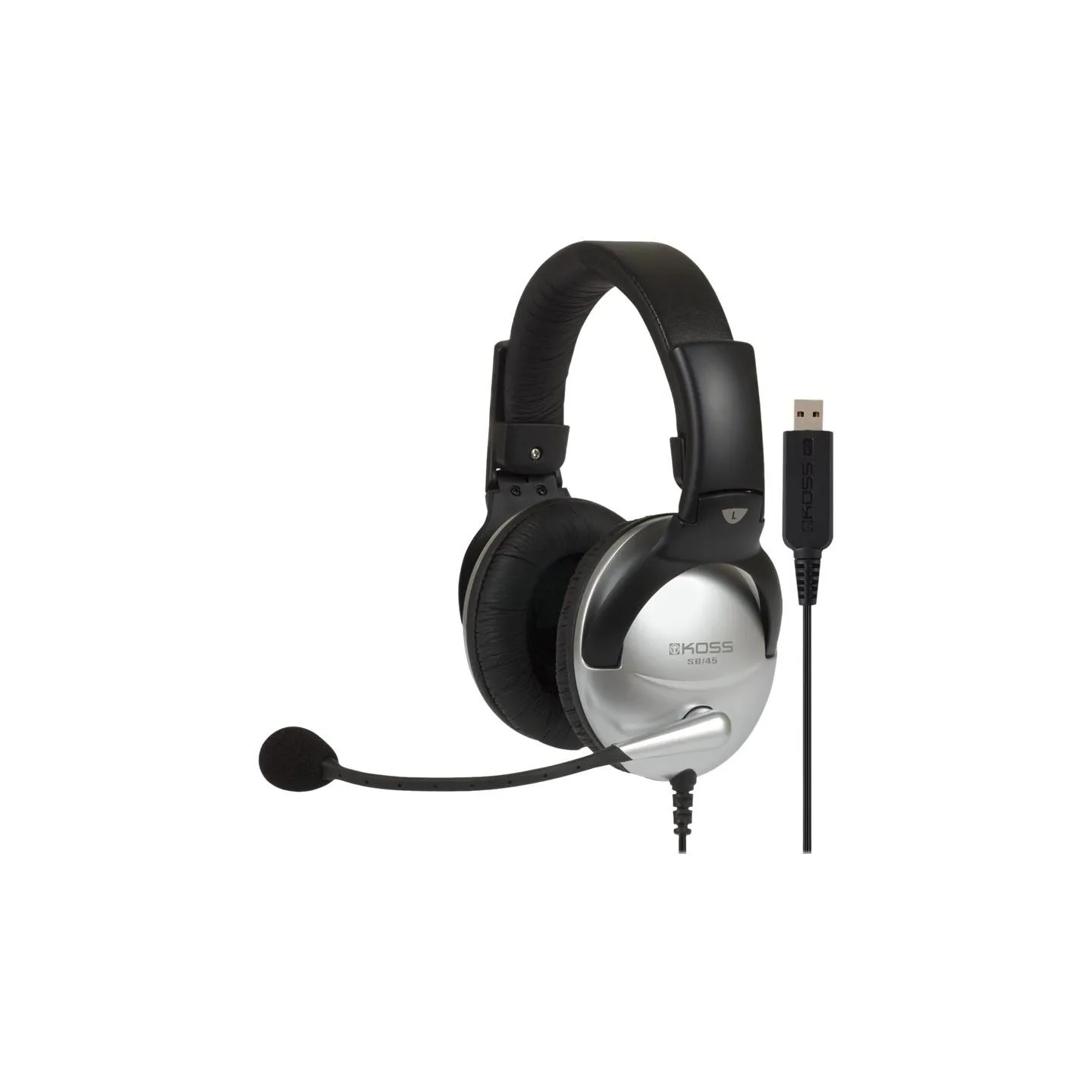 Koss | Gaming headphones | SB45 USB | Wired | On-Ear | Microphone | Silver/Black | Noise canceling