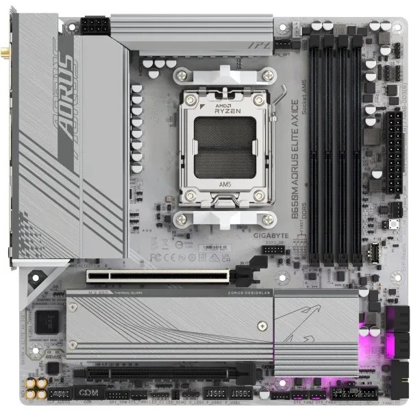 Gigabyte | B650M A ELITE AX ICE | Processor family AMD | Processor socket AM5 | DDR5 | Supported hard disk drive interfaces SATA
