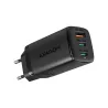 Axagon GaN wallcharger <240V / 3x port (USB + dual USB-C), PD3.0/QC4+/PPS/Apple. 65W total power.