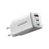 Axagon ACU-DPQ65W GaN Wall charger, 3x port (USB + dual USB-C), PD3.0/QC4+/PPS/Apple, 65W, white