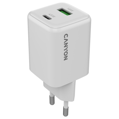 Canyon charger CU45AC GaN 45W 1xPD 1xQC EU White