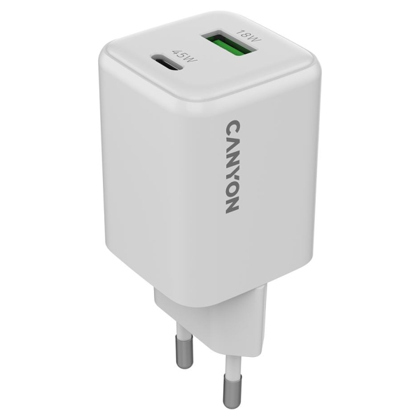 Canyon charger CU45AC GaN 45W 1xPD 1xQC EU White