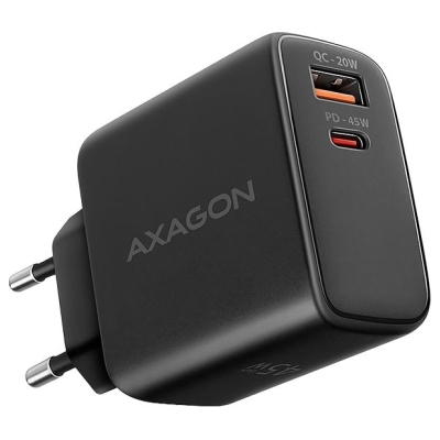 Axagon ACU-PQ45 wall charger QC3.0,4.0/AFC/FCP/PPS/Apple + PD type-C, 45W, black