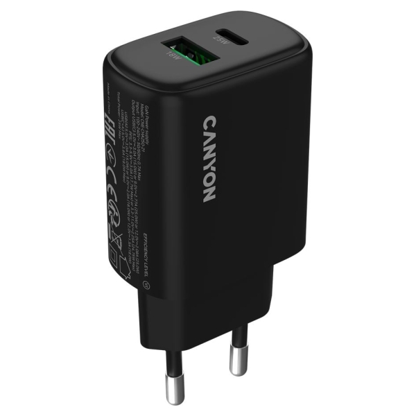 Canyon charger OnCharge 250 25W 1xPD 1xQC EU Black