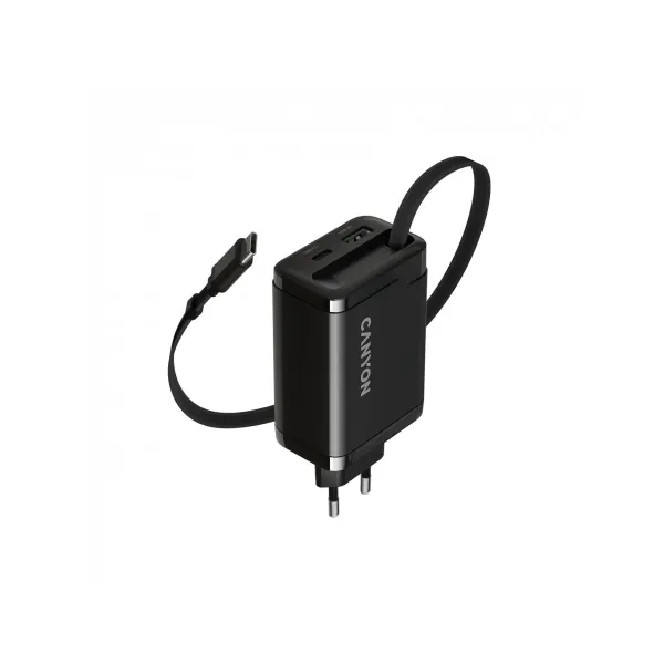 Canyon charger OnCharge 65RC Build-In Cable USB-C 65W 1xPD 1xQC EU Black