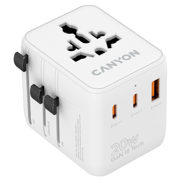 Canyon Travel Adapter OnTour 20 EU/UK/US/AUS 20W  White