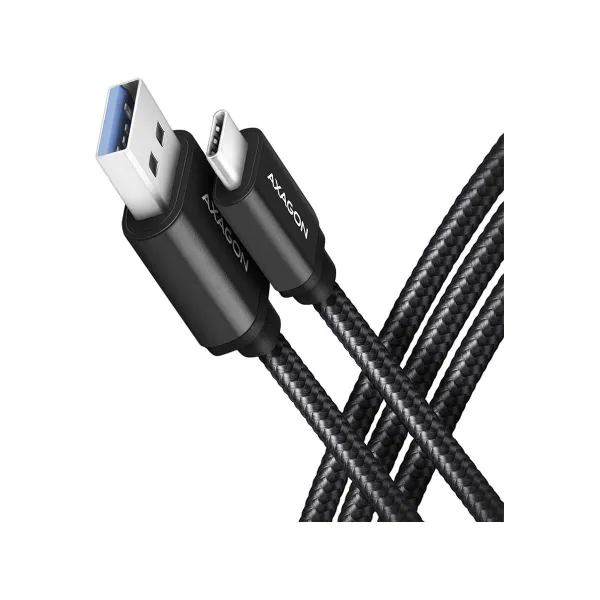 Axagon Data and charging USB 3.2 Gen1 cable lengh 2 m. 3A. Black braided.