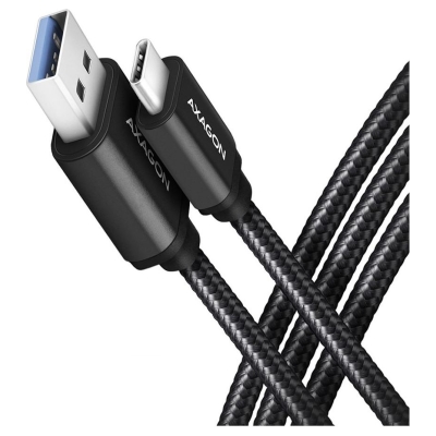 Axagon Data and charging USB 3.2 Gen 1 cable lengh 1 m. 3A. Black braided.