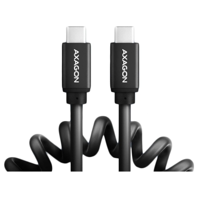 Axagon Data and charging USB 2.0 cable 1.1 m long. PD 60W, 3A. Black twisted.