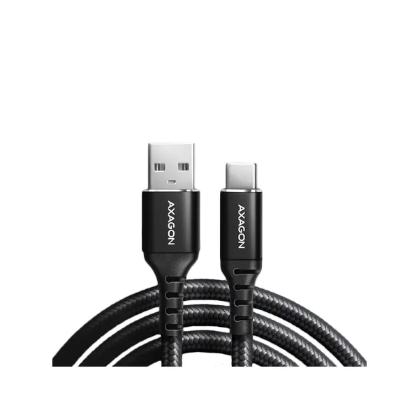 Axagon Data and charging USB 2.0 cable length 2 m. 3A. Black braided.