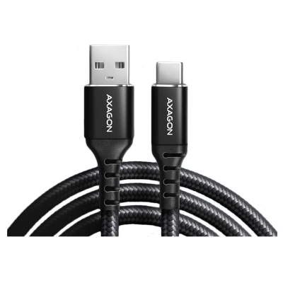 Axagon Data and charging USB 2.0 cable length 1.5 m. 3A. Black braided.